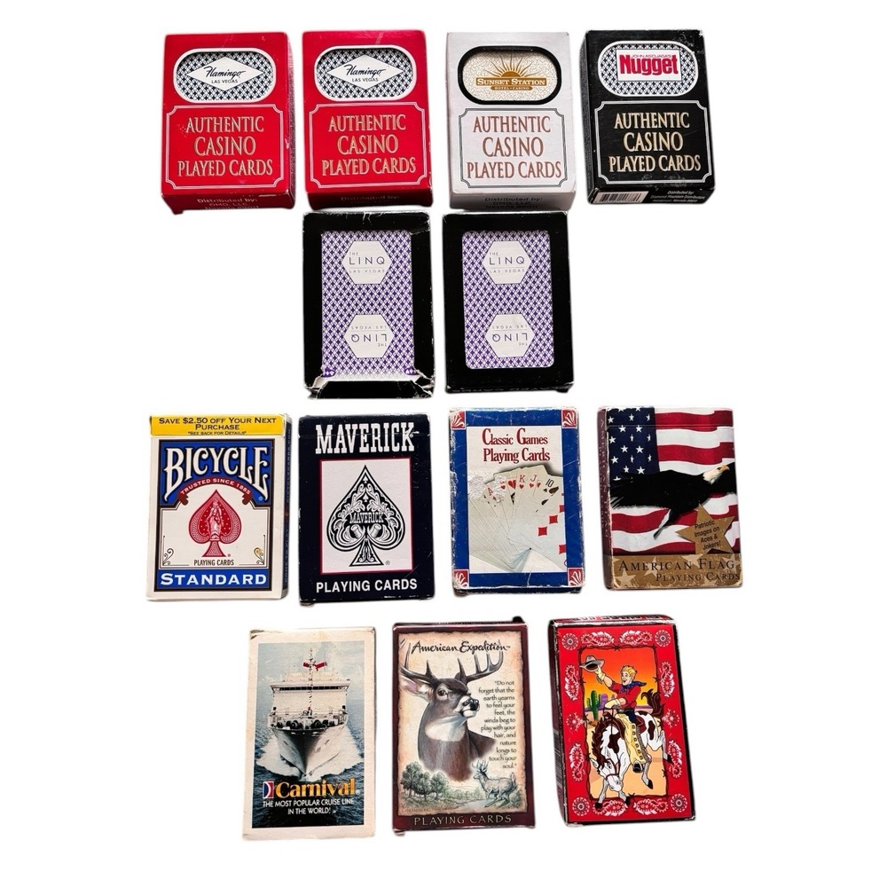 Vintage Playing Cards Lot Casino Used Las Vegas Bicycle Maverick Souvenir